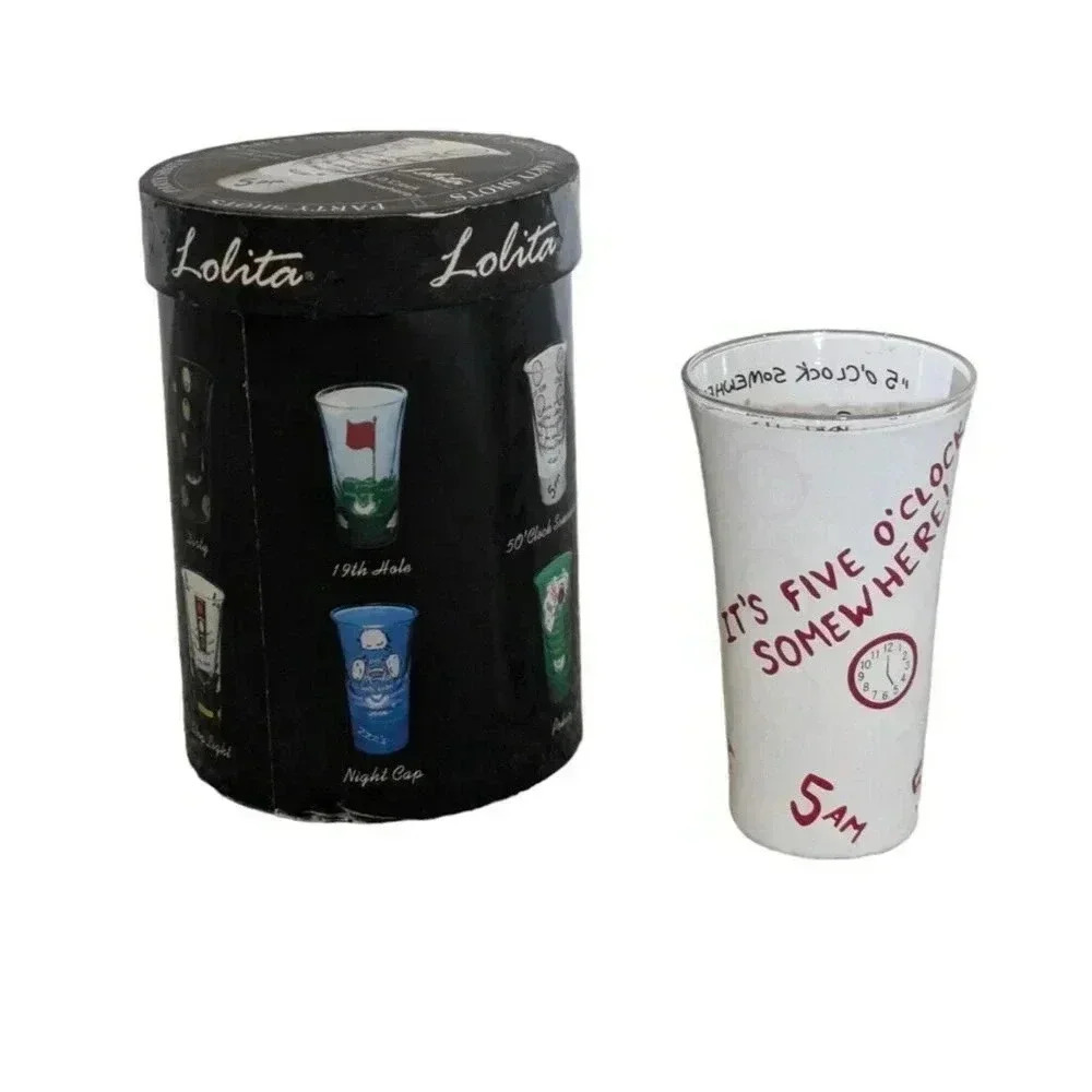 Lolita Party Shots 5 O'Clock Somewhere 2 oz Hand Painted Shot Glass With Box